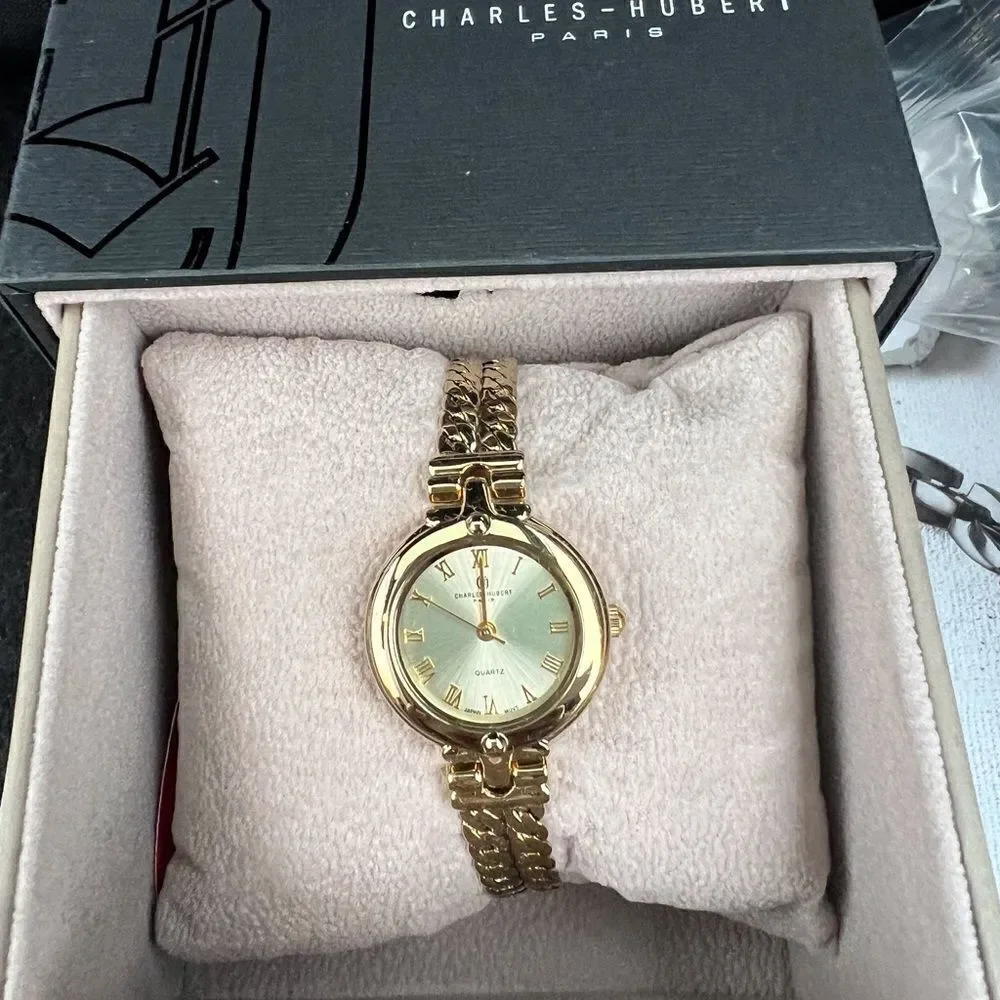 New Charles-Hubert Paris Women's Gold-Plated Stainless Steel Quartz Watch